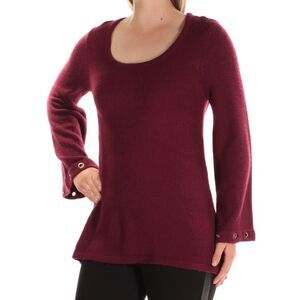 KENSIE Womens Burgundy Bell Sleeve Scoop Neck Sweater Size: S